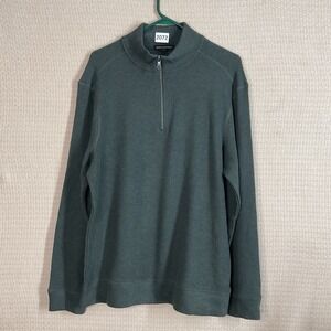 BANANA REPUBLIC Men's Sweater Sz L Forest Green Cotton Blend 1/4 Zip Turtleneck